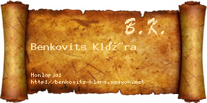 Benkovits Klára névjegykártya
