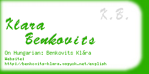 klara benkovits business card